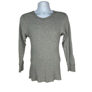 Cherokee Mens  Gray Waffle Knit Long Sleeve Thermal Pullover Top Size M